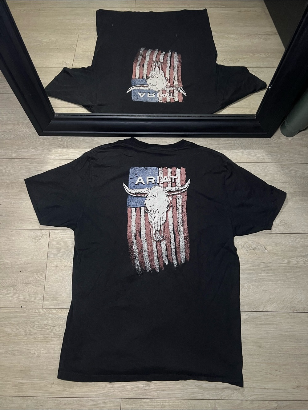 Y2K Ariat Western Bull Skull & American Flag Shirt